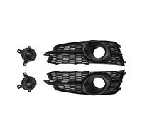 Car Grilles Bumper Fog Lamp Grille For A6 S6 2016-2018 Car Front Mesh Racing Grille With ACC Hood Vent(Black acc)