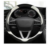 Car Handle Cover Carbon Fiber+Leather Car Steering Wheel Cover Non-Slip 38cm For Seat For Tarraco For Arona For Ateca For Ibiza Steering Wheel Protector(WHITE O)