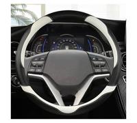 Car Handle Cover Carbon Fibre Leather Car Steering Wheel Cover Non-Slip 38cm 15" For Hyundai For Tucson 3 2015 2016 2017 2018 2019 Steering Wheel Protector(WHITE)
