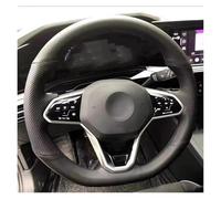 Car Handle Cover Hand-stitched Microfiber Leather Car Steering Wheel Cover For VW For Atlas For Golf 8 Mk8 For Jetta For Passat B9 For Tiguan Steering Wheel Protector(Black)