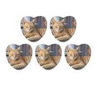 Car Hanging Air Fresheners 5 PCS Orange Cat Sleeping Print Car Aromatherapy Tablets Air Freshener Fragrance Scented Cards For Home & Cars