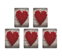 Car Hanging Air Fresheners 5 PCS Red Heart-Shaped Roses Print Car Aromatherapy Tablets Air Freshener Fragrance Scented Cards For Home & Cars