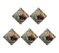 Car Hanging Air Fresheners 5 PCS Red Panda Print Car Aromatherapy Tablets Air Freshener Fragrance Scented Cards For Home & Cars