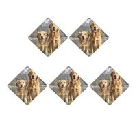 Car Hanging Air Fresheners 5 PCS Two Golden Retrievers Print Car Aromatherapy Tablets Air Freshener Fragrance Scented Cards For Home & Cars