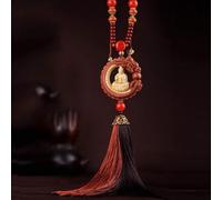 Car Hanging Decor Dangling Ornaments Auto Vehicle Rearview Mirror Pendant Crystal Lotus Amulet Pray for Luck Safety (Sitting Bodhisattva)