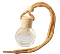 Car Hanging Diffuser | Empty Clear Glass Essential Oil Diffuser,Perfume Aromatherapy Pendant with Wooden Caps, Auto Hangings Decor