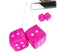 Car Hanging Furry Dice- Car Dice | Small Hanging Dice, Fuzzy Dice For Car, Pink Hanging Dice Car, Plush Dice Rearview Mirror Accessories, Dice For Car, Auto Rear Dice Pendant, Rearview Ornaments