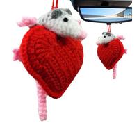 Car Hanging - Heart Opossum Decorative Rear View Mirror Pendant | Cute Crochet Car Pendant - For Vehicle Interior Christmas Tree Truck Men Women