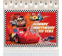 Car Happy Birthday Backdrop, Cartoon Theme Party Supplies Backdrop, Birthday Party Decorations Photography Banner Background for Kids Boys Girl 5x3FT