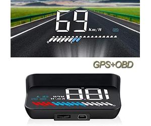 Car Head Up Display, HUD OBD2 GPS HUD Display, iKiKin 8.9 cm Head Up Display, Speed Meter, Car, Speedometer, Water Temperature Meter, Motor Speed Security Alarms