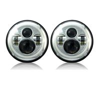 Car Headlamp Assembly 2pc For Jeep For Wrangler 7Inch Round DRL Turn Signal Halo Headlights With 9007 H4 Adapter 7" Led Headlight(Chrome headlight)