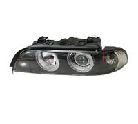 Car Headlamp Assembly For BMW 5 Series E39 520i 523i 525i 528i 530i 1997-2003 Headlight Assembly Far Low Beam Turn Signal Lamp Angel Eye LED Aperture(Left side 1PCsA)