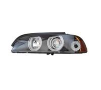 Car Headlamp Assembly For BMW 5 Series E39 520i 523i 525i 528i 530i 1997-2003 Headlight Assembly Far Low Beam Turn Signal Lamp Angel Eye LED Aperture(Left side 1PCs)