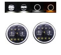 Car Headlamp For Suzuki For Samurai For Jimmy For Bandit 600 7 Inch LED Angel Eye Headlights DRL & Hi/Lo Beam Head Light(B black 55w)