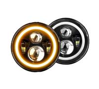 Car HeadLight Assembly 7 Inch LED Headlight 180W Hi-Low Beam With Halo Angel Eyes E9 Dot Amber Turn Signal Light For Car 4x4 Offroad 12V 24V Front Light Assembly(2PC)