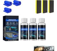 Car Headlight Cleaner, Headlight Cleaner and Restorer Kit, Enhanced Crystallization Coating Refurbisher for All Vehicles Yellowed Headlights (three bottle)