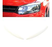 Car Headlight Eyebrows For VW For Polo Mk5 6R 6C 2010 2011 2012 2013 2014 2015 2016 2017 Glossy Black Car Headlight Lamp Eyebrow Eyelid Trim Cover 2Pcs(White)