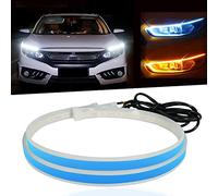 Car Headlight LED Strip Sequential Switchback Strip for Turn Signal, Daytime Running Lights, Amber/Yellow & White (2Pcs 60CM)