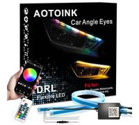 Car Headlight Strip Lights, AOTOINK Multicolor 24 Inch 12V LED Daytime Running Lights, RGB Flexible Headlights LED Strips Waterproof Switchback Sequential Turn Signal Lights (APP & RF Control) 2-Pack