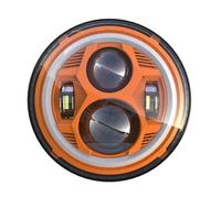 Car Headlights For Land For Rover For Defender 90 110 1995 1997 Off Road Motorcycle 7inch Round Led Headlight Hi/Lo Beam Light Halo Ring Amber Turn Signal Headlamp Car Headlamp(Orange)