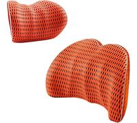 Car Headrest And Lumbar Support For FIAT Panda 3 Series (Type 169) 2003-2012, Neck Pillow Set Memory Foam Pillows Cars Seat Head Cushion Interior Accessories,E/Orange