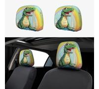 Car Headrest Cover 2 Pcs Breathable Car Seat Headrest Covers Cute Crocodile on a Rainbow Background Headrests Cover for Cars Auto Accessories Universal Dust Protector Cover Decoration