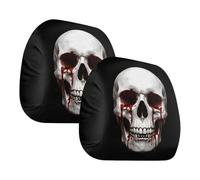 Car Headrest Cover 2-Piece Soft Elastic Halloween Skull Decoration