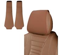 Car Headrest Cover for Peugeot 4008 2018-2023, Head Rest Protector Leather Front Seat Decoration Cover Car Accessories,Cognac a pair
