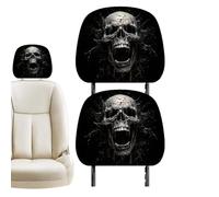Car Headrest Cover - Pack of 2 Halloween Skull Headrest Protectors | Elastic Headrest Cover - For Vehicles SUV Saloon Truck Car Trips Holiday Trips Families Road Trips