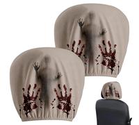 Car Headrest Cover Pack of 2 Scary Haunted Soft Halloween Decoration