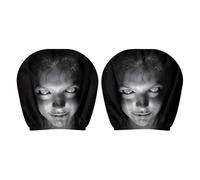 Car Headrest Cover, Smiling Scary Universal Funny Soft - Funny Car Headrest Covers - For Travel Trips Commuting Everyday Home Pranks Party Autumn Holidays Events Race