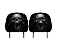 Car Headrest Cover with Skull | 2 Pieces Skull Head Rest Protectors Halloween - Spooky Washable Headrest Cover - for Car SUV Sedan Truck Holiday Family Travel and Commuting