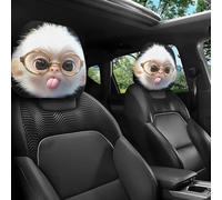 Car Headrest Covers, 2 Pack Stretchy Seat Protector with Funny Cartoon Print for Auto Interior Decoration, Soft Polyester Fabric Breathable Universal Vehicle Accessories Gift for Automotive Lovers