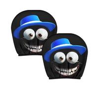 Car Headrest Covers | 2 Pieces Headrest Cushion Cover | Cartoon Eyes Interior Decoration for Car Truck SUV Trailer Tractor Family Vehicle | Fun Driving