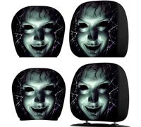 Car Headrest Covers,4 Pcs Scary & Funny Cartoon Car Headrest Covers，A