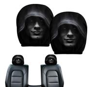Car Headrest Covers, Funny Head Rest Covers Car, Soft Elastic Scary Face Cars Seat Headrest Cover, Protector Cover Interior Accessories, for Auto Vehicle Truck，Black_B_2PC