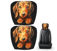 Car Headrest Covers - Headrest Covers with Dog Design - Funny Cartoon Elastic Protector for Women Men Vehicle Interior Decoration SUV Truck