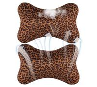 Car Headrest Pillow - 11.02 Inch Travel Cushion | Plush Seat Support: Leopard Print Headrest Pillow Set for Drivers, Passengers,