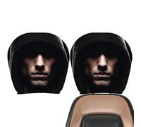 Car Headrest Protector Ghost Design, 2-Pack - Stretchy Halloween Auto Decor
