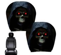 Car Headrest Protector Ghost Design, 2-Pack - Stretchy Halloween Auto Decor