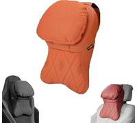 Car Headrest PU Leather Aviation Grade Neck Pillow 100% Memory Foam Ergonomically Shaped Neck Support Pillow Universal for Cars SUV Sedan (Orange)