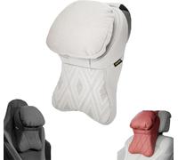 Car Headrest PU Leather Aviation Grade Neck Pillow 100% Memory Foam Ergonomically Shaped Neck Support Pillow Universal for Cars SUV Sedan (White)