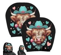 Car Headrest Seat Cover 2pcs Cute Cow Universal Elastic | animal headrest protector for women men sedan pickups suvs rv trucks motor vehicles travel p