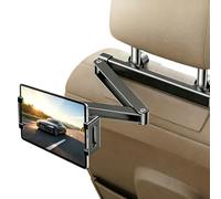 Car Headrest Tablet Holder,Stretchable Arm 360° Rotation Adjustable Back Seat Tablet Mount,Foldable Lockable Thick Case Friendly Road Trip Essentials,Compatible with Ipad Car Mount Car Accessories