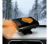 Car Heater 12V 200W Fast Heating Defogger Car Windscreen Fan 2 in 1 Cigarette Lighter Heating and Cooling Fan (Orange Black)