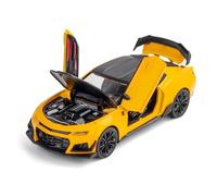 Car Home Adornment Toy 1:32 Die Casting Car Zinc Analog Camaro Alloy Hornet Pull Back Model with Audio Toy Diecast Simulation Gift Battery not included(Yellow)