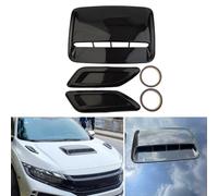 Car Hood Scoop Vent Cover Set - 3-Piece Glossy Black ABS Air Flow Decorative Bonnet Trim for Fit (1 Middle + 2 Side, 40cm x 28cm +