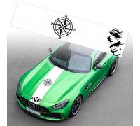 Car Hood Stripe Sticker Auto Racing Body Side Stripe Decal, Body Vinyl Pinstripe Stickers Modified Compass Pattern Decal Decoration for Car, Sports Racing Stripe Stickers White