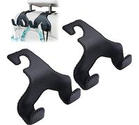 Car Hooks for Headrest, 2 in 1 Car Back Seat Hooks Leather Hanger Storage Holder Car Purse Hook for Grocery Bags Purse 2 Pack, Black
