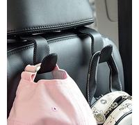 Car Hooks Universal Car Vehicle Back Seat Headrest Hanger Holder Hook Microfiber Leather & Stainless Steel for Bag Purse Cloth Drink Grocery (Black)